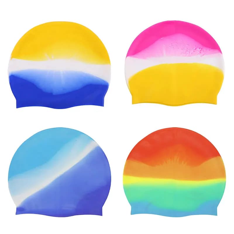 2-piece unisex adult silicone swim cap, waterproof, durable, anti-slip, elastomeric for long and short hair