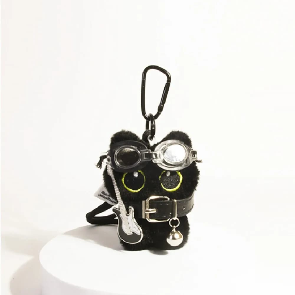 New Scarf Black Cat Doll Keychain Camera Shoulder Bag Doll Bag Pendant Car Key Ring Gifts