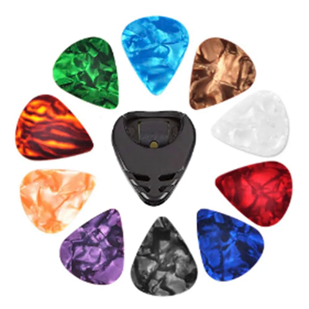 10Pcs Guitar Picks and Holder Set for Acoustic and Electric Guitars Random Colors Ideal for Guitarists and Musicians