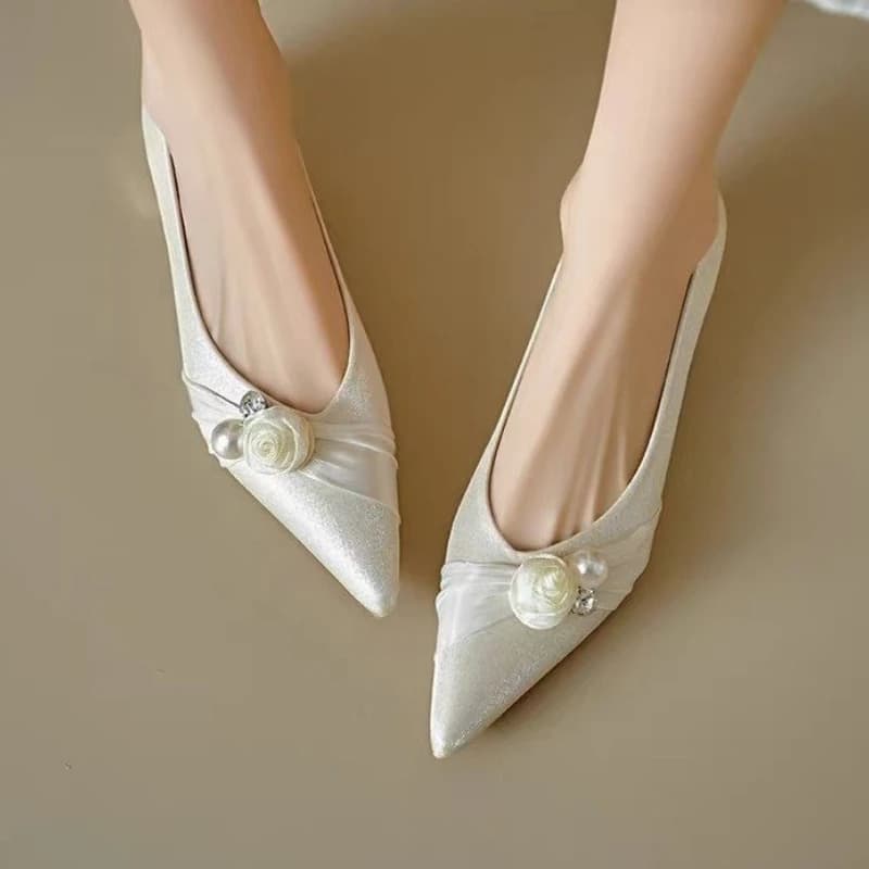 Mocassini da donna eleganti Moda Festa di nozze Donna Abito causale Scarpe basse Scarpe da balletto versatili con fiori da donna a punta