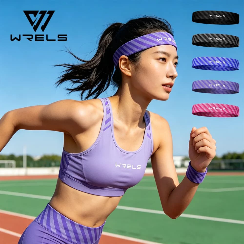 WRELS Running Yoga Quick Drying Elastic Sweat Hairband Anti Slip Elastic Sweatband Women Men Moisture Wicking Workout Sweatbands
