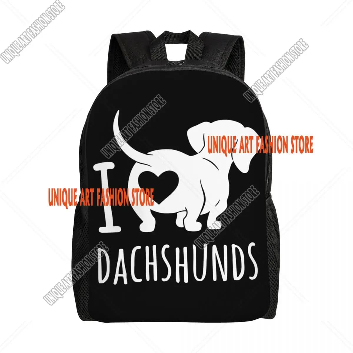 I Love Bassotti Zaino per laptop Donna Uomo Bookbag di base per studenti della scuola universitaria Borse per cani Wiener con salsiccia di tasso