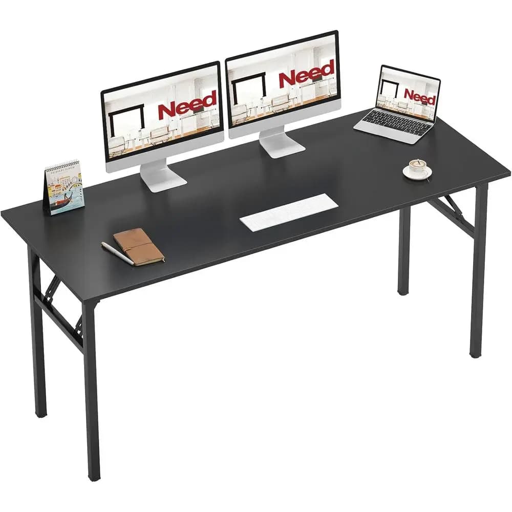 Scrivania Ergonomica Spaziosa 62, Robusta Scrivania Nera per Gaming e Computer, Nessun Montaggio Richiesto