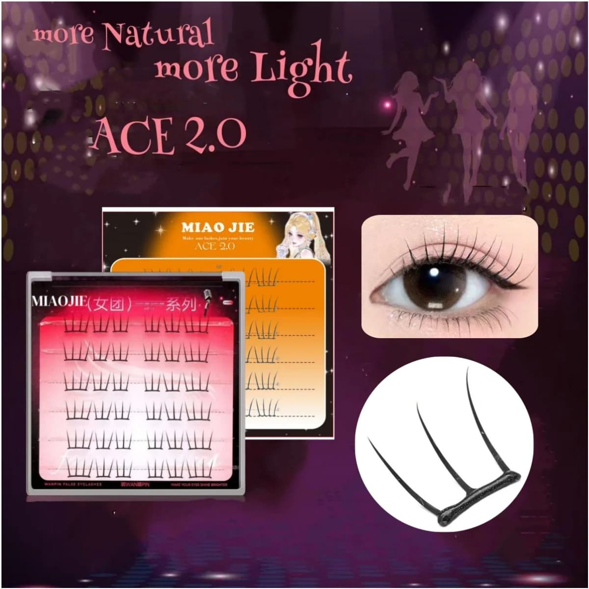 Fake Eyelashes Cosplay Natural No glue needed Eyelash Cluster Faux Eyelashes for Eye Lifting Effect DIY Makeup Use Makeup Tools