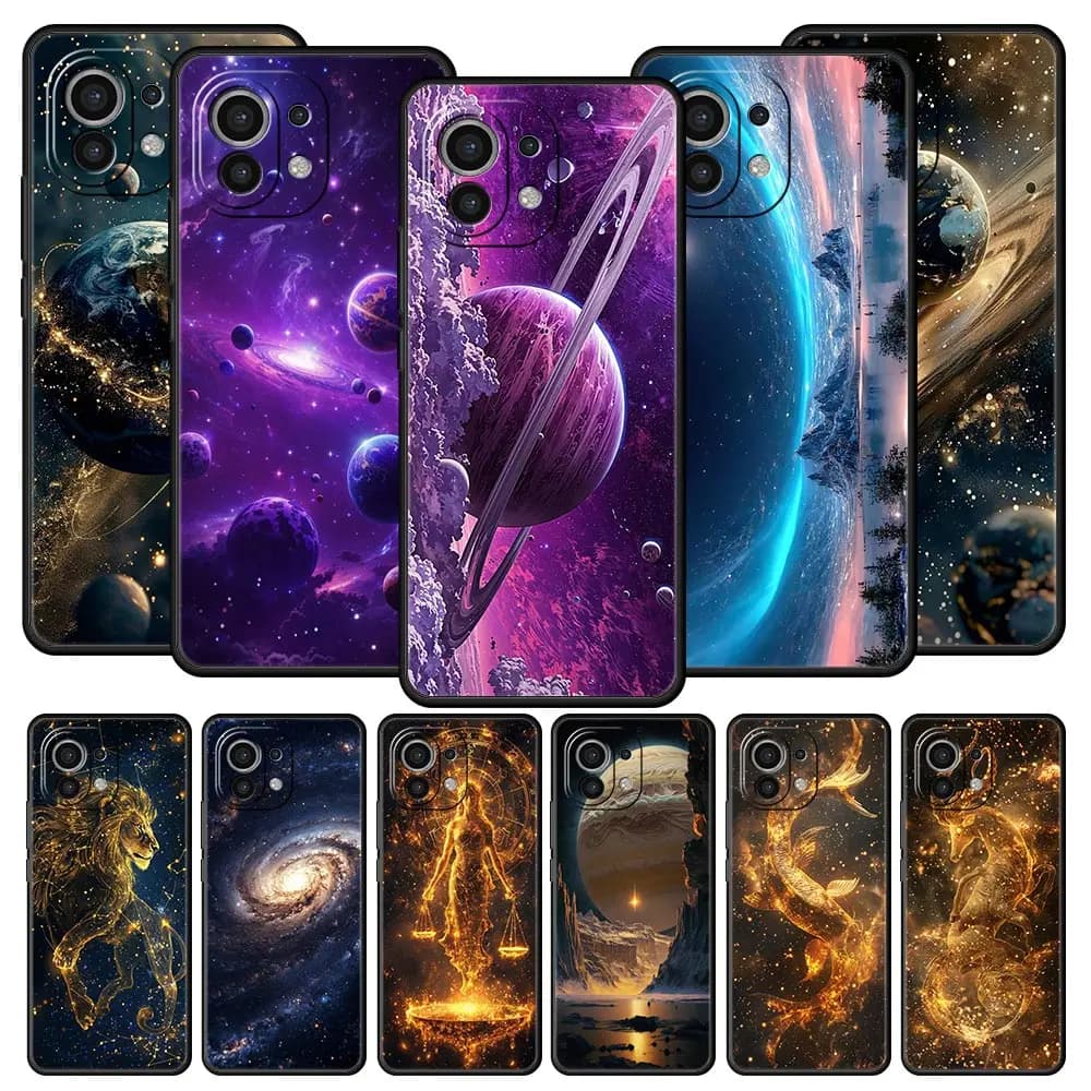 Moon Galaxy Universe Phone Case For Xiaomi Mi 15 14 14T 13T 12T Pro 12 13 11 Lite 5G 11T Poco X6 X7 X5 Pro Soft TPU Cover