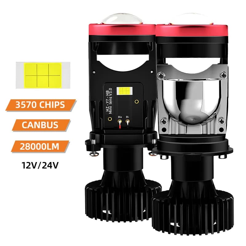 2 pz. Fari LED Y7D H4 con lenti, 90W CANBUS, Mini Proiettore H4 LED 6000K per Moto, Abbaglianti e Anabbaglianti, con Ventola Turbo