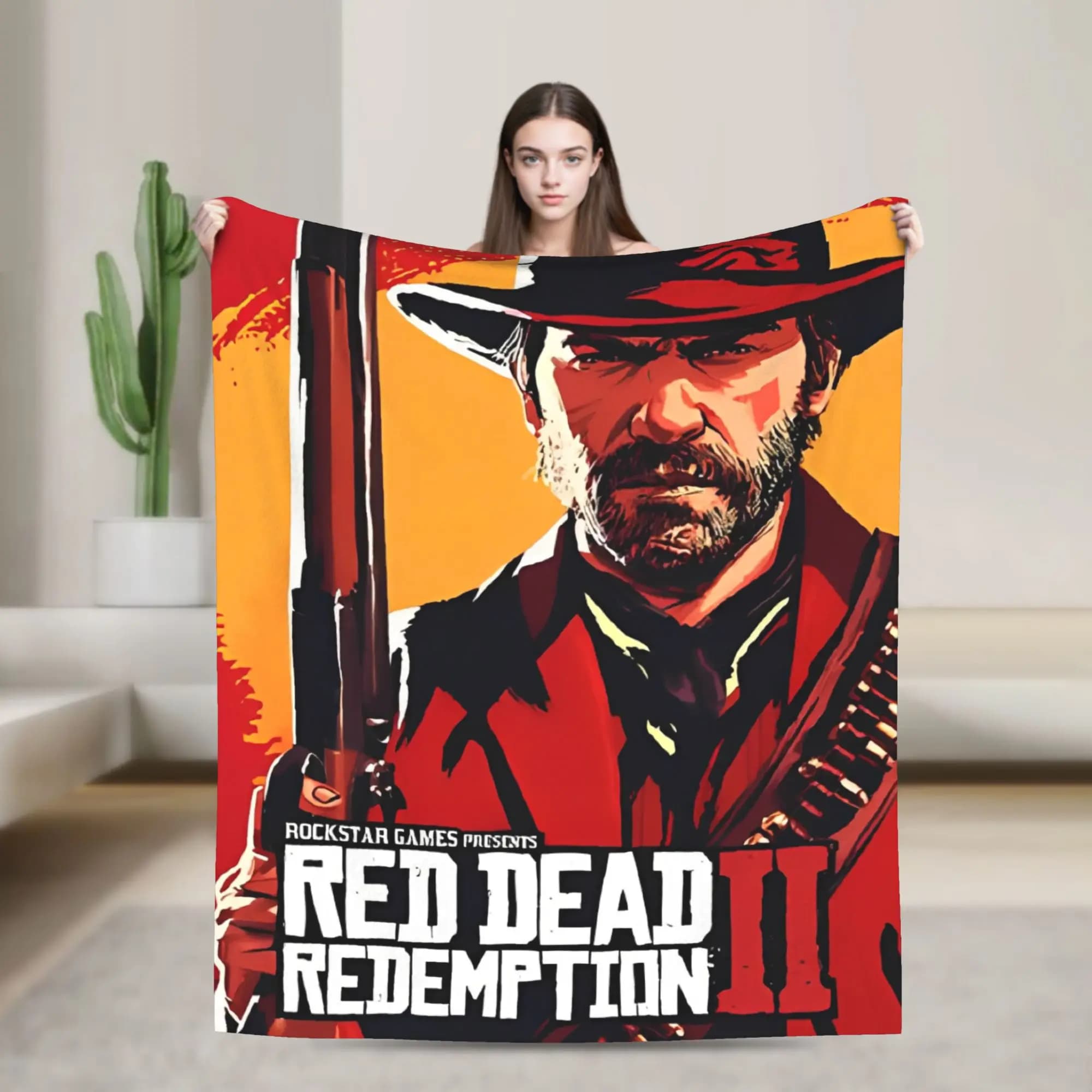 Arthur Morgan Red Dead Redemption Flannel Blanket Soft Warm Throw Blanket for Home Decor Picnic Novelty Bedspread Sofa Bed Cover