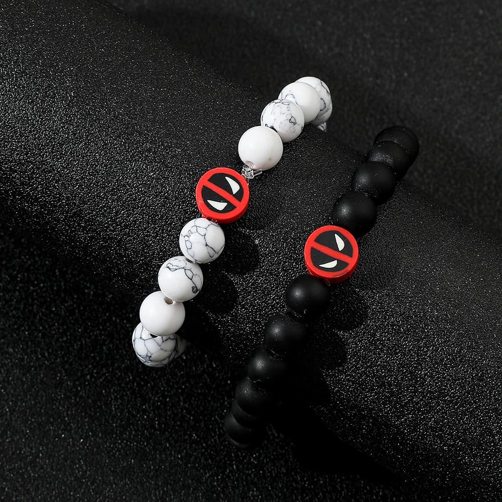 Braccialetti Deadpool alla Moda per Migliori Amici, Set Regalo Popolare con Ciondolo a Cuore Magnetico