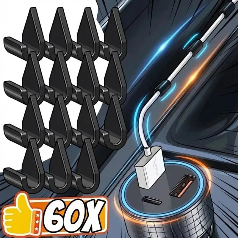 6-60 Pezzi Clip Organizzatore Cavi USB per Auto, Supporto Adesivo per Cavi, Morsetto per Cavo di Ricarica, Gestione Cruscotto, Accessori Auto
