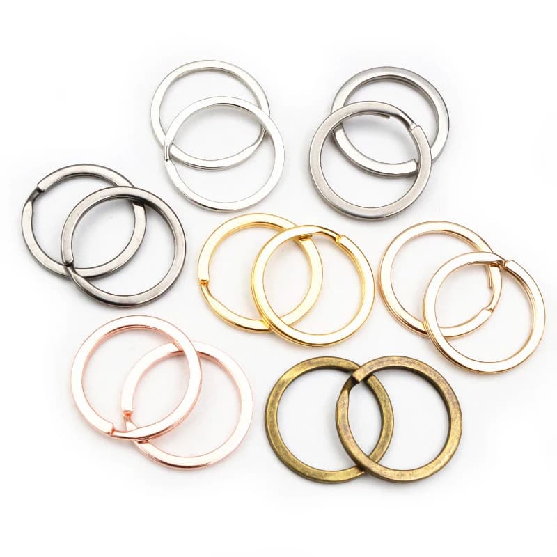 20Pcs 25 28 30mm Gold Silver Plated Key Ring Llaveros Clasp Findings Key Chain Split Ring Plated Key Ring For Jewelry Making