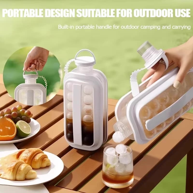 Ice Cube Tray 2 in 1 Portable Water Bottle Puck Making Mold 12 Grid Circular Flat Lid for Cooling Popsicle Cube Maker
