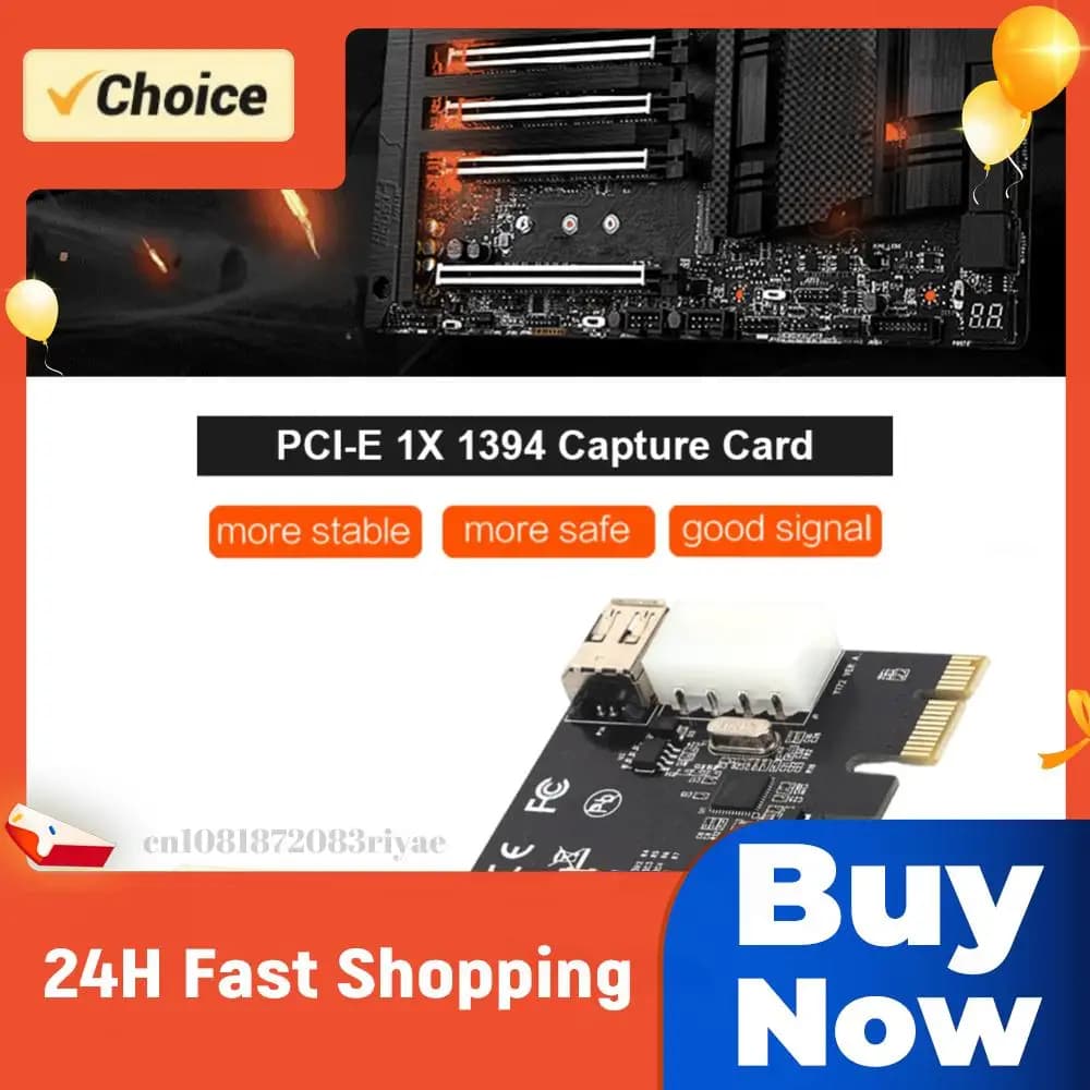 Scheda di Acquisizione Video PCI-E 1X 1394 DV per Computer Desktop con Adattatore da 6 Pin a 4 Pin