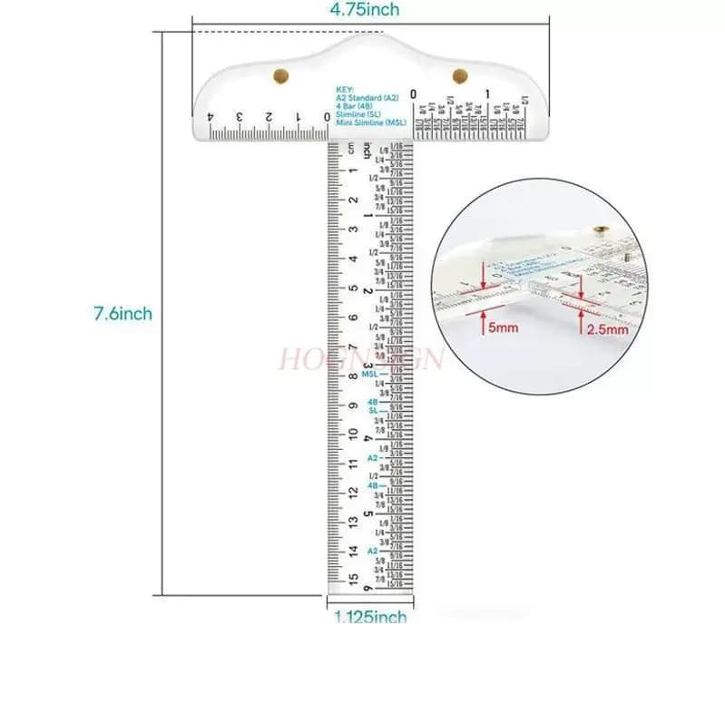 1 pz righello acrilico trasparente a forma di T righello di riferimento con doppia scala di misurazione da 6 pollici righello con bordo puzzle piatto disegnato a mano