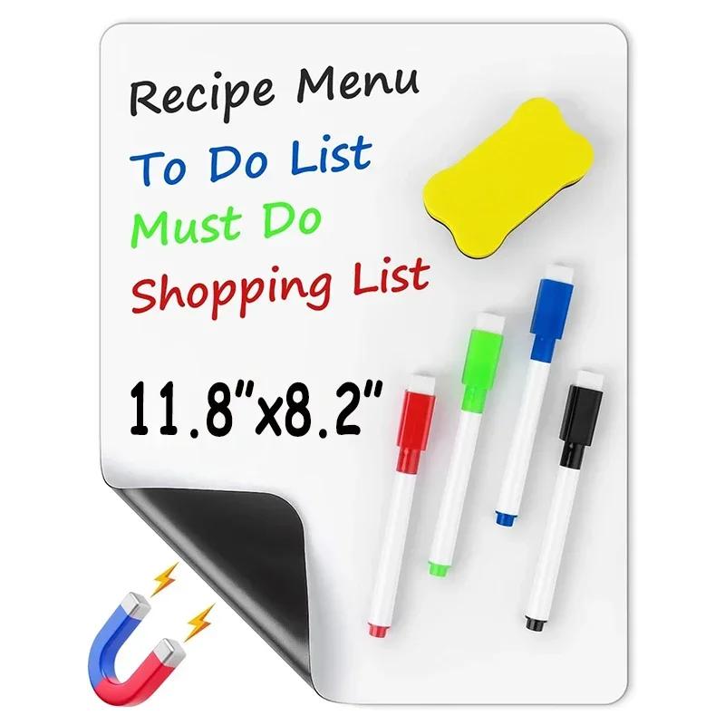 A4 Size Dry Erase White Board for  Fridge Sticker Magnetic  Whiteboard,Portable 11.8"x8.2" Planner for Refrigerator