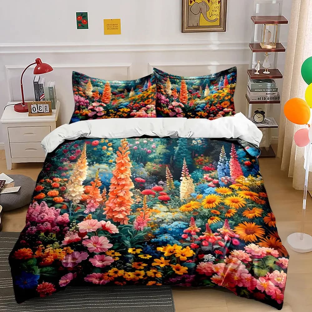 Set Decorativo per la Casa con Motivi Floreali, Set Copripiumino Morbido e Confortevole, Include 1 Copripiumino e 2 Federe, Regalo