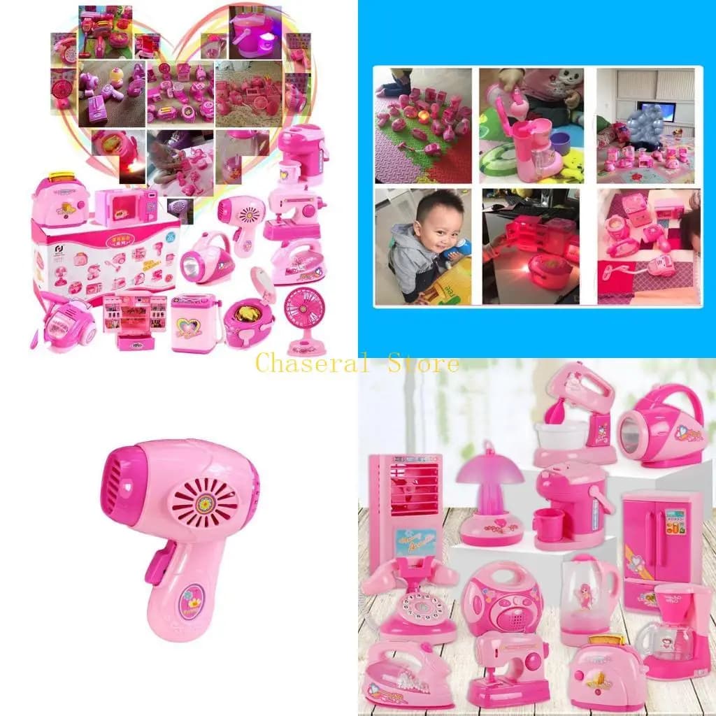 E7CE Children Kid Boy Girl Mini Kitchen Electrical Appliance Hair Dryer Toy Set Early