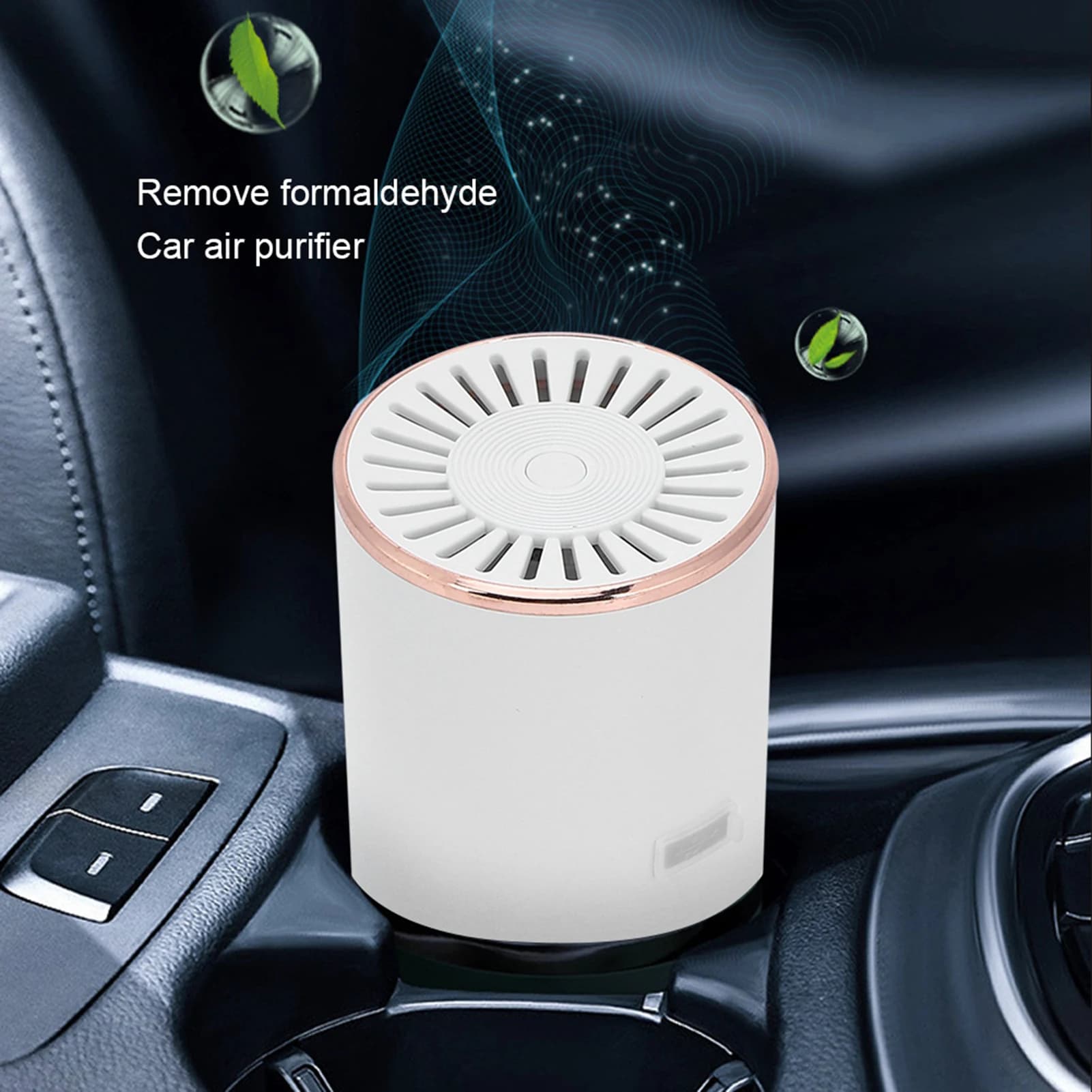 Purificatore d'aria USB compatto per auto e casa, filtro dell'aria da tavolo portatile bianco