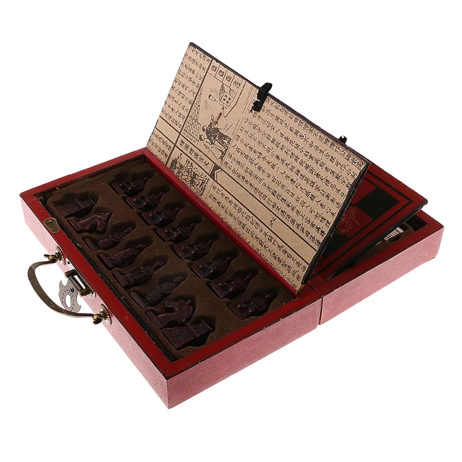 Gioco di Scacchi Cinese Antico in Resina con Scacchiera Pieghevole, Set da Collezione Unico per il Tempo Libero e Regalo