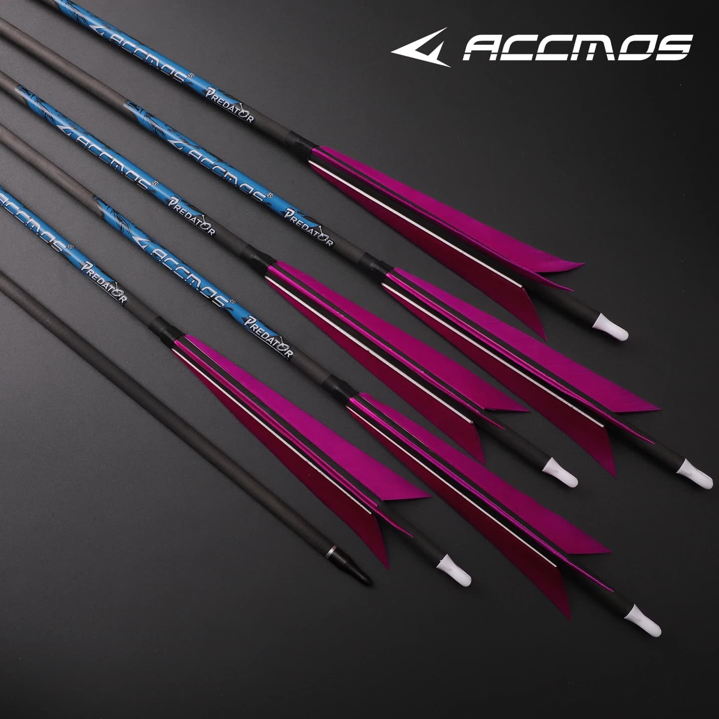 6/12 pezzi Nuovo ID 6.2 Bastone freccia in carbonio puro 5 pollici Viola Vera piuma Lunghezza 33 pollici Spine250-800 per arco da caccia Tiro ad arco