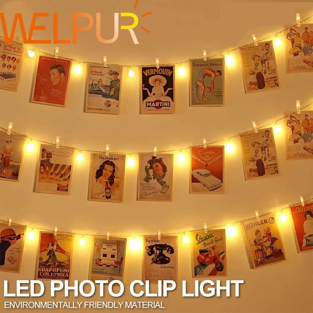Luci a stringa a LED Clip per foto USB Ghirlanda esterna a batteria Decorazione natalizia Festa Matrimonio Lucine natalizie