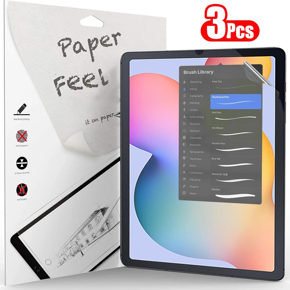 3 pezzi di carta si sentono come la protezione dello schermo per Samsung Galaxy Tab S7 S8 S9 Plus Ultra Samsung tab S6 Lite s7 s9 fe A8 A9 A7 senza vetro