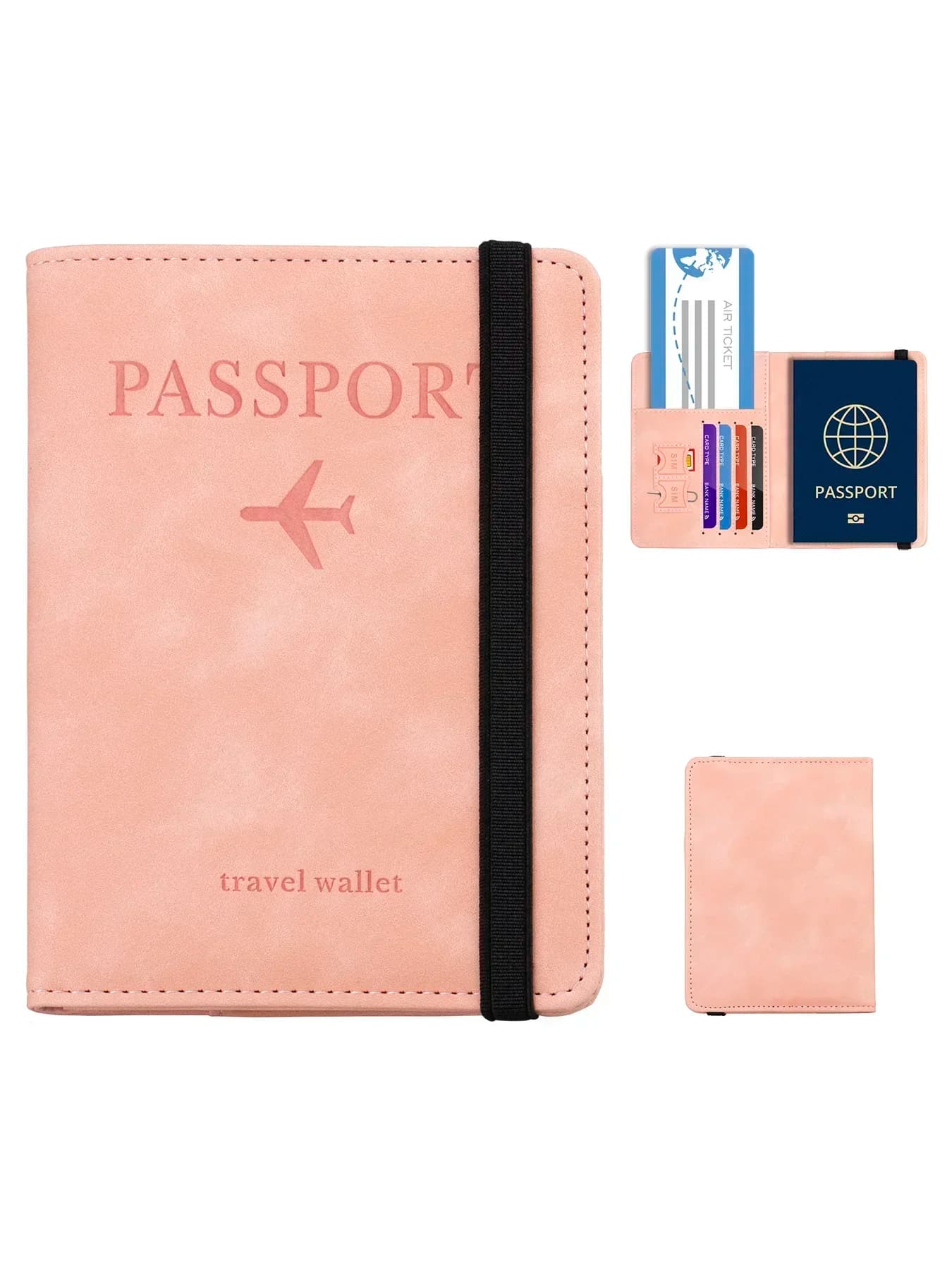 Custodia per carte in pelle con blocco RFID Custodia per passaporto Portafoglio Accessori da viaggio per donna uomo