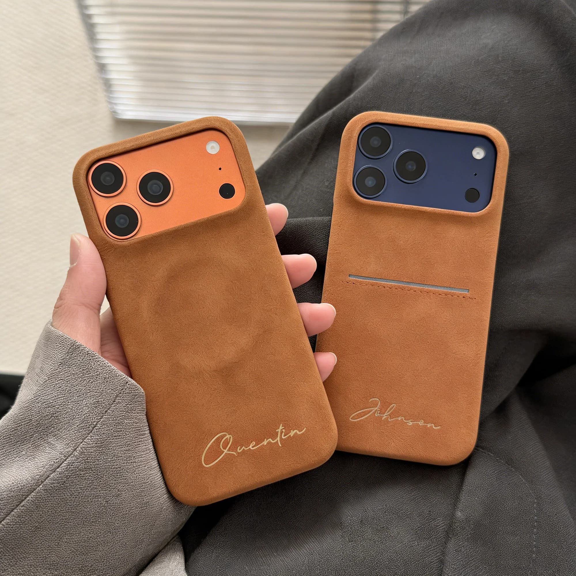Custodia per iPhone 17 16 15 14 13 Pro Max Air con incisione laser personalizzata, ricarica wireless magnetica o porta carte inseribile