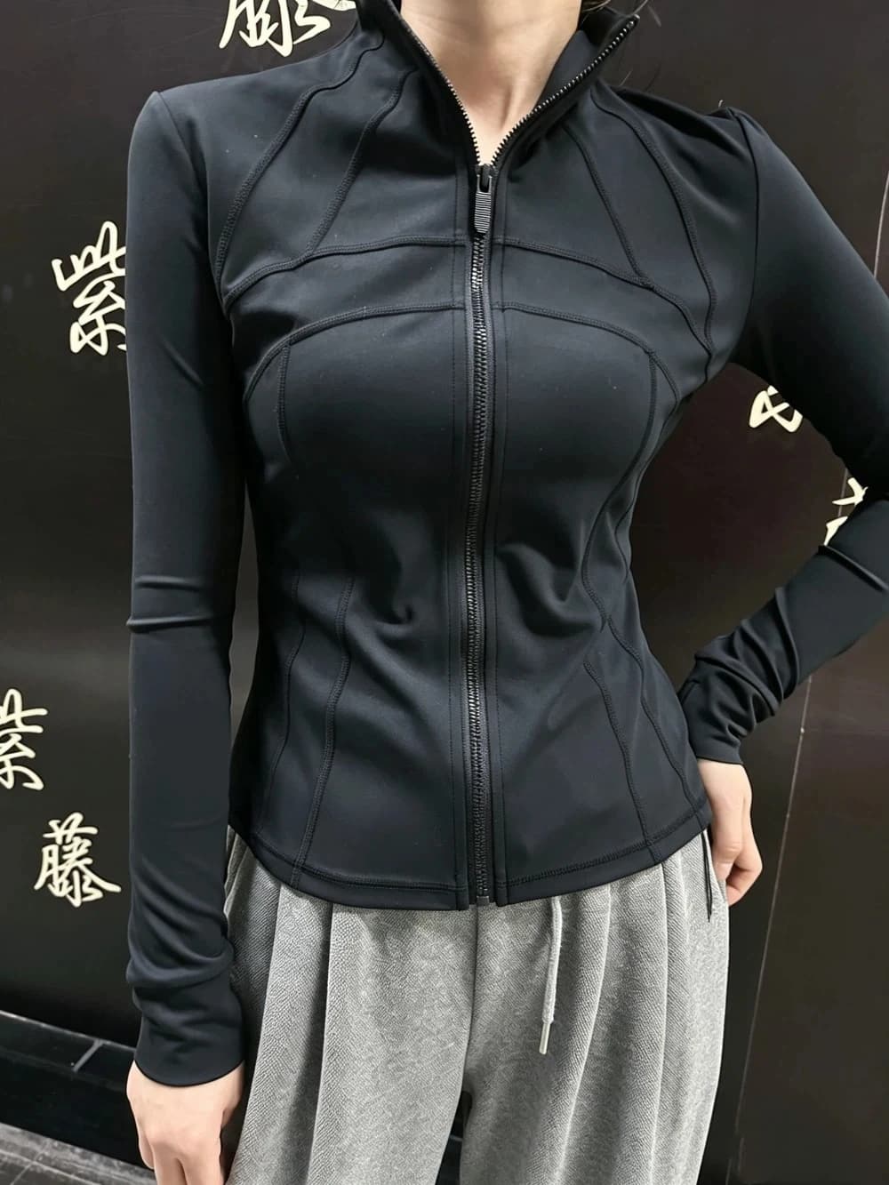 Women Define Jacket Fitness Running Tops Coat Slim Long-sleeved Zipper Hoodie Sports Training Jacket Jogging Sportswear
