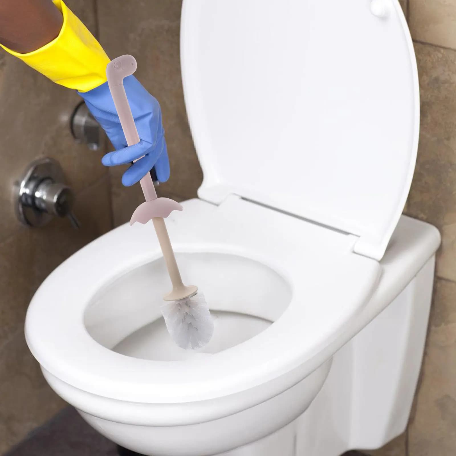 Spazzola per la Pulizia del WC Domestico con Design a Dinosauro, Manico Liscio, Rimuovi Macchie Ostinate, Spazzola per la Pulizia del Pavimento del Bagno