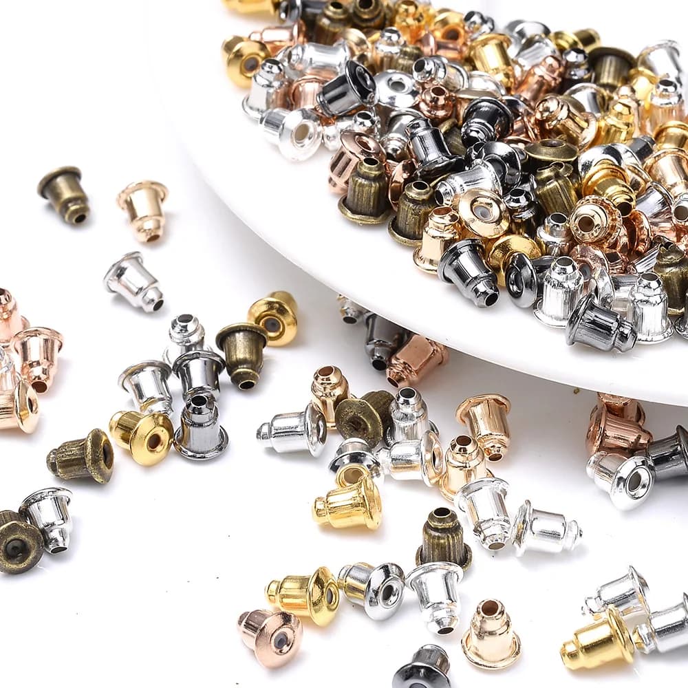 50-200pcs Earring Studs Backs Stopper Scrolls Ear Findings DIY Blocked Caps Earring Backs Stoppers Ear Accessories Supplies