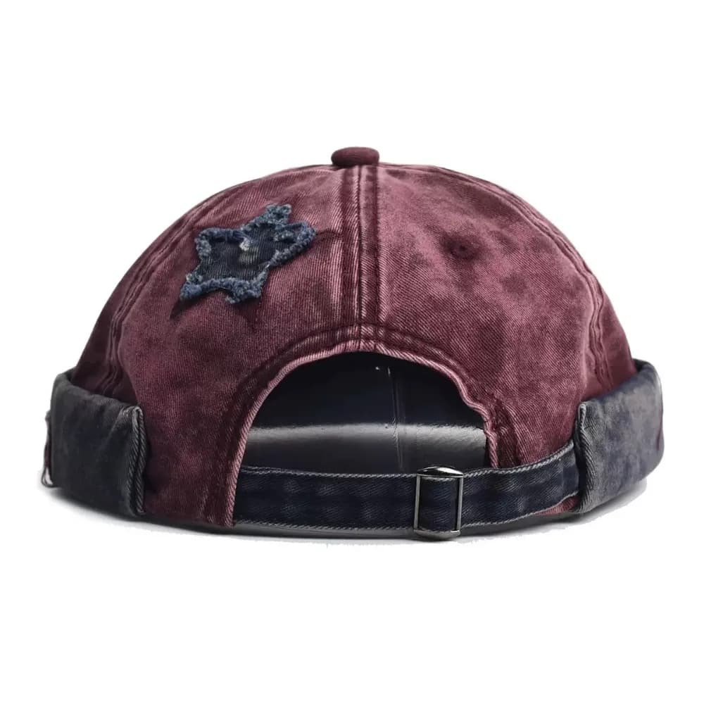 Docker Trendy Cap Adjustable in Cotton Washed with Letters, Star Tint and Details, No visor, for Outer