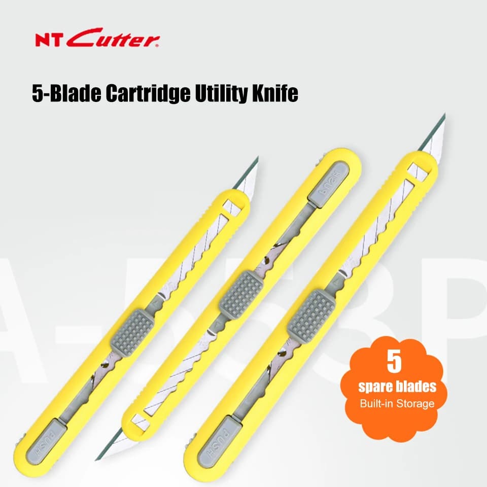 NT CUTTER 5 Coltelli a lama singola con alimentazione automatica A-551P A-553P, Coltello da taglio per pellicole in vinile e oscuramento vetri con lama da 9 mm, senza graffi KLT-20