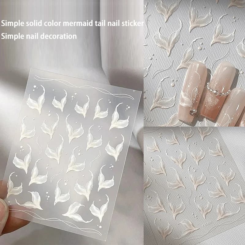 Adesivi per unghie a coda di pesce bianchi Adesivi per nail art Decalcomanie per nail art da donna Decorazione per nail art fai da te