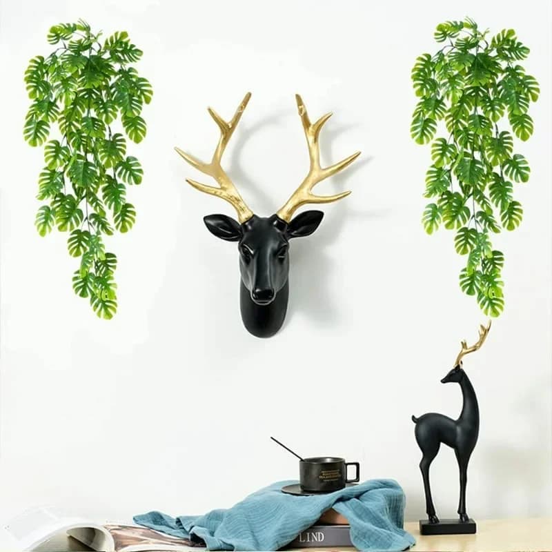 Foglie Artificiali di Monstera, Ghirlanda di Palma Finta, Rattan Verde Decorativo per Casa, Giardino, Muro, Porta, Balcone, Matrimoni e Feste