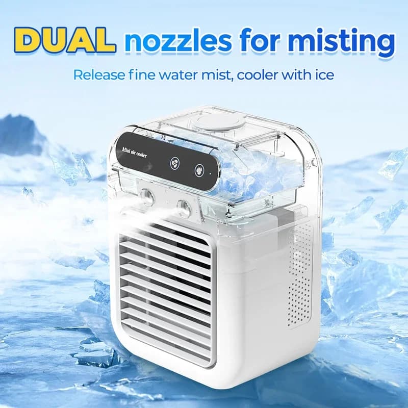 Piccolo ventilatore portatile del condizionatore d'aria, piccolo dispositivo di raffreddamento dell'aria, mini umidificatore per la casa e l'ufficio