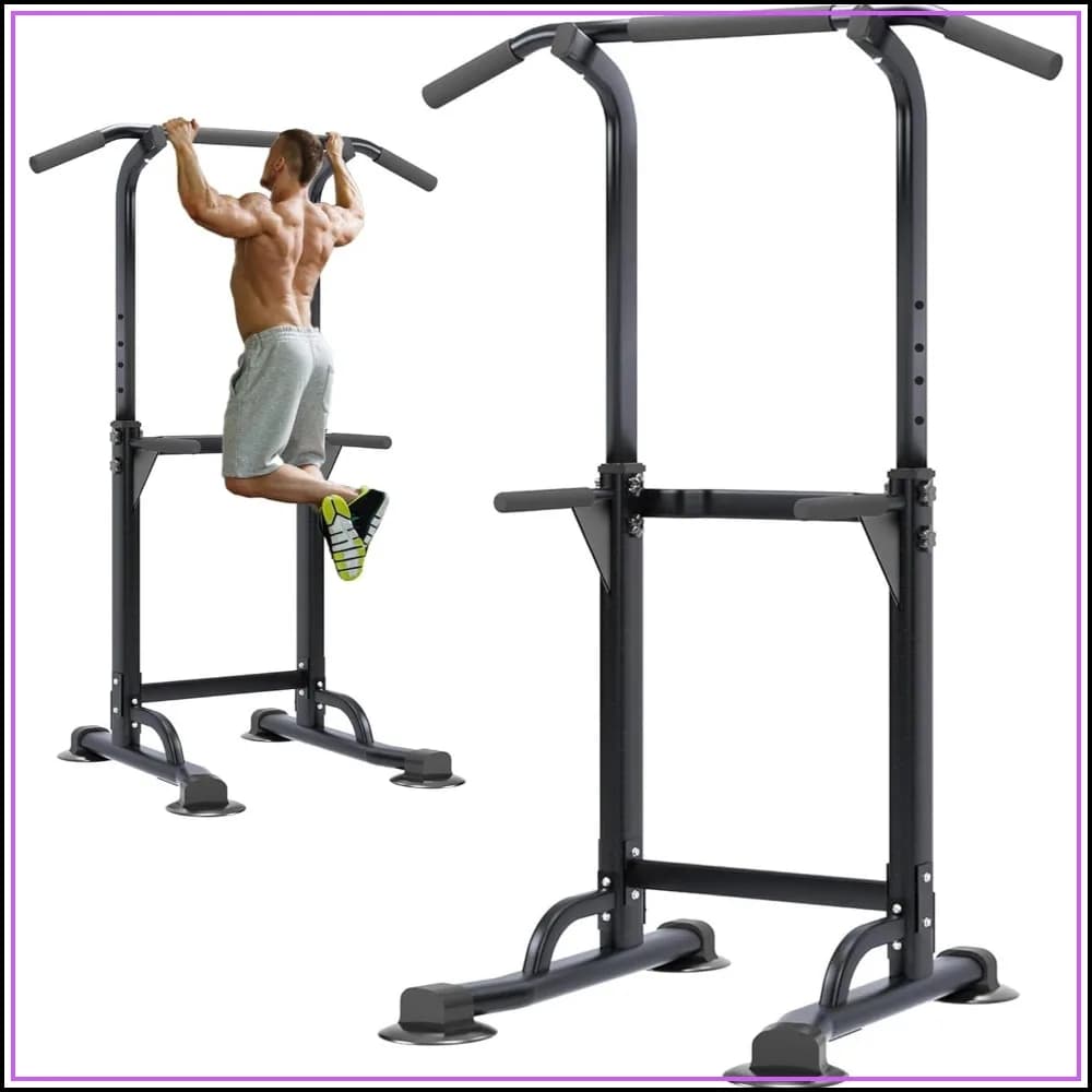 Power Tower Pull Up Bar Station, Free Standing Pull Up Rack Dip Station for Home Gym, Height Adjustable Home Strength Training Fitness Workout Equipment