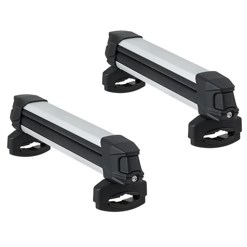 Portasci e Snowboard da Tetto, Trasporta fino a 4 Sci o 2 Snowboard, 2 Pezzi, in Alluminio Universale, con Blocco e Imbottitura in Gomma, Porta Canne da Pesca, Adatto alla Maggior Parte delle Barre Trasversali