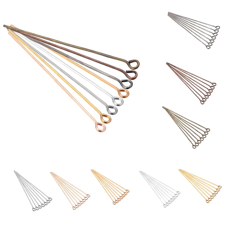 100Pcs/Lot 2 Styles 14-70mm Metal Eye Pins Ball Head Pins For Earring Bracelet Pendant For Jewelry Findings Making DIY Supplies