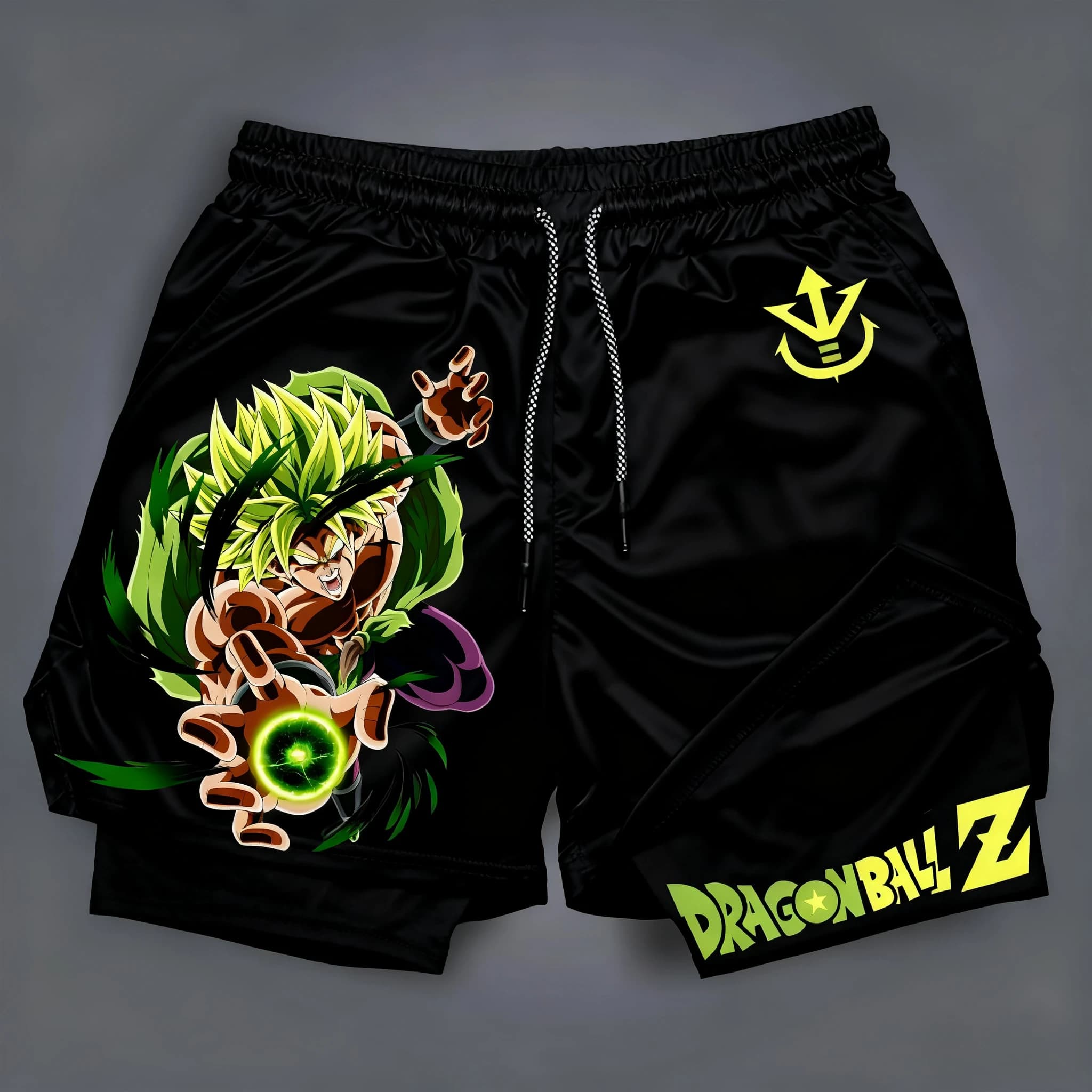 Pantaloncini a doppio strato stampati Dragon Ball Wukong da uomo, con coulisse elastica, pantaloncini sportivi e fitness traspiranti primavera/estate