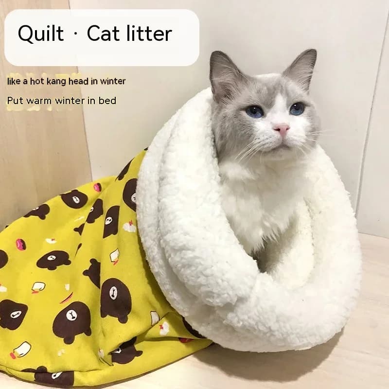 Sacco a pelo per gatti, morbido e accogliente, tipo cuccia imbottita, letto per gattini e cuccioli, caldo e confortevole nido per animali domestici