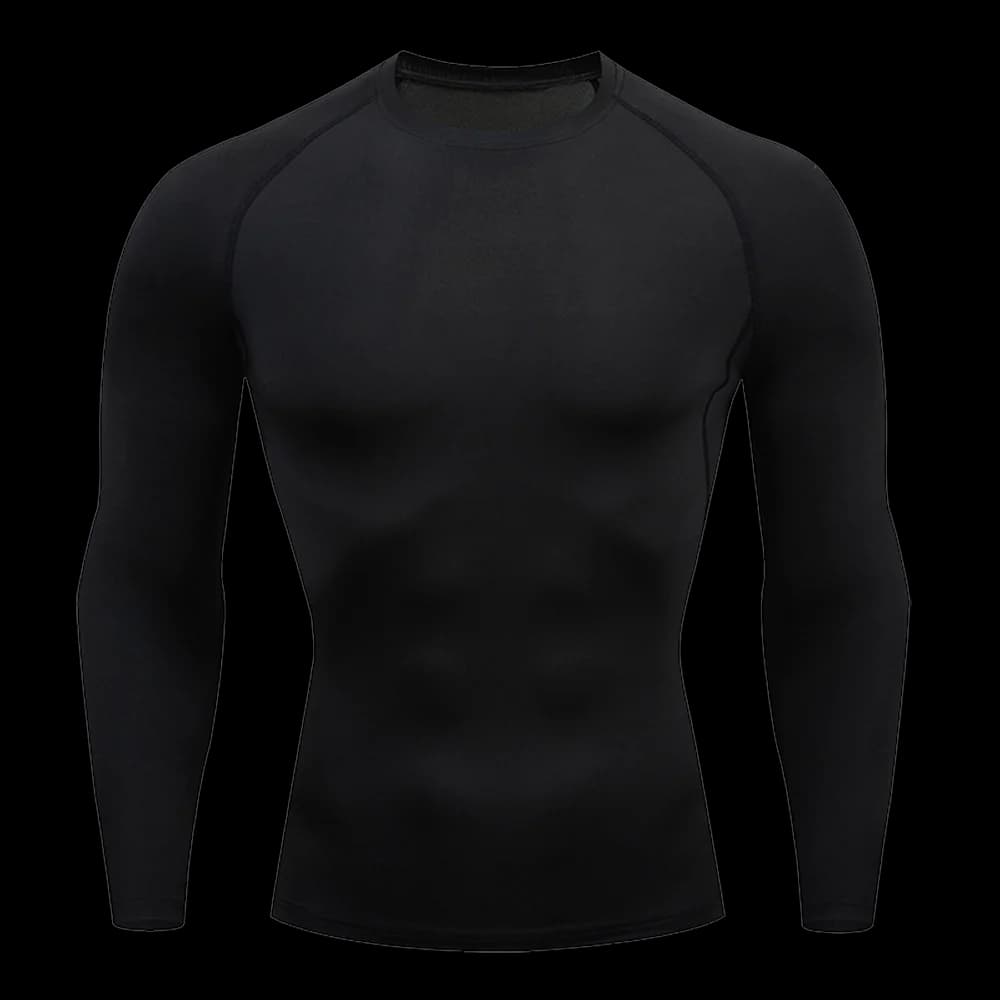 Men’s Workout Clothing Tight Fitting T-shirt Solid Color Long Sleeved Shirt High Elasticity Fitness Compression Jogging Gym Top
