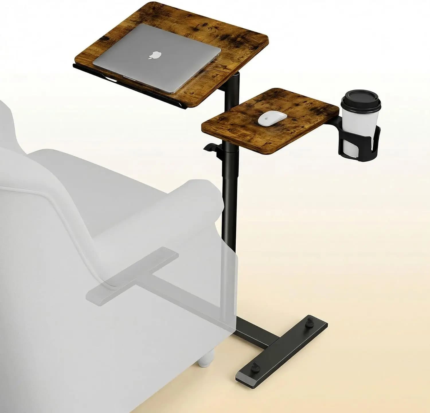 Supporto per laptop regolabile in altezza con ruote, postazione di lavoro portatile per casa, ufficio, aula, marrone