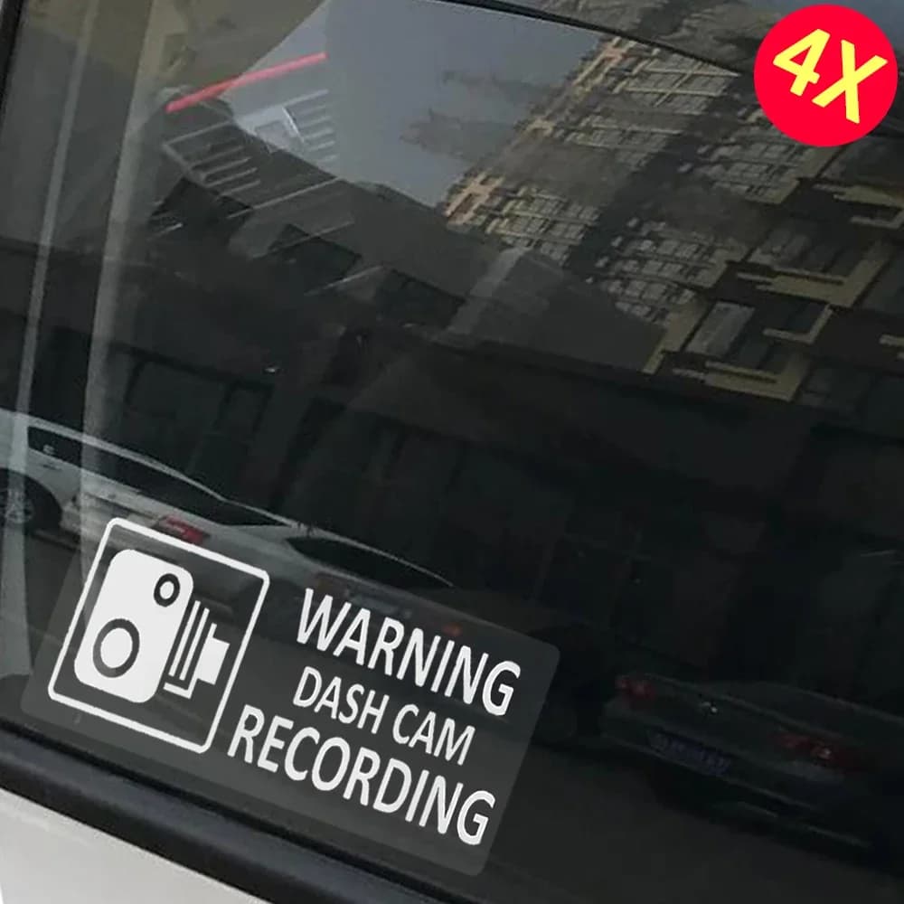4X Small Car Camera Stickers Van Camion Taxi Bus Mini Cab Minicab Window Dashcam White on Transparent Window Version