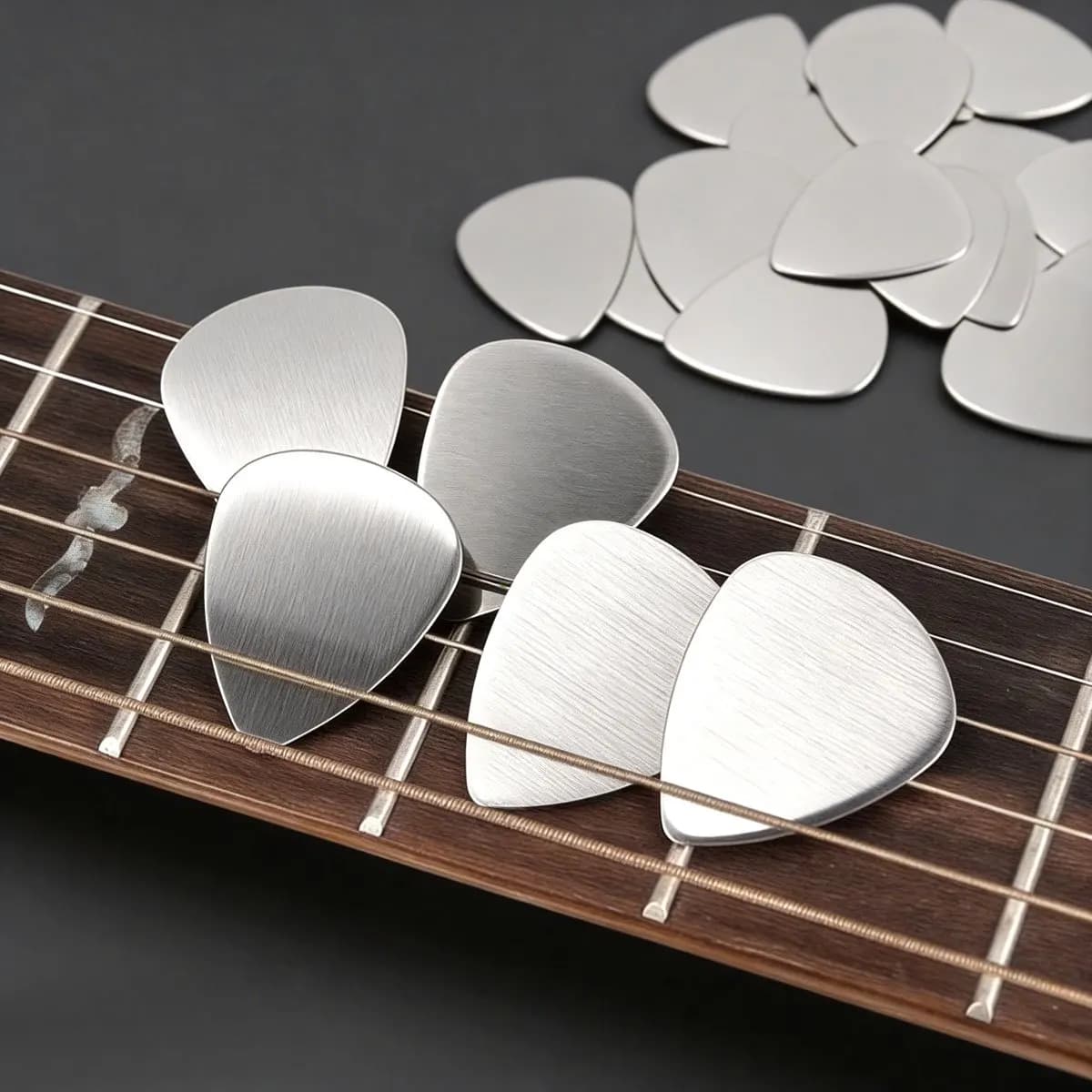 6 plettri per chitarra in acciaio inossidabile da 0,3 mm - Plettri in metallo resistenti per chitarra acustica/elettrica, ukulele e basso, ZSY