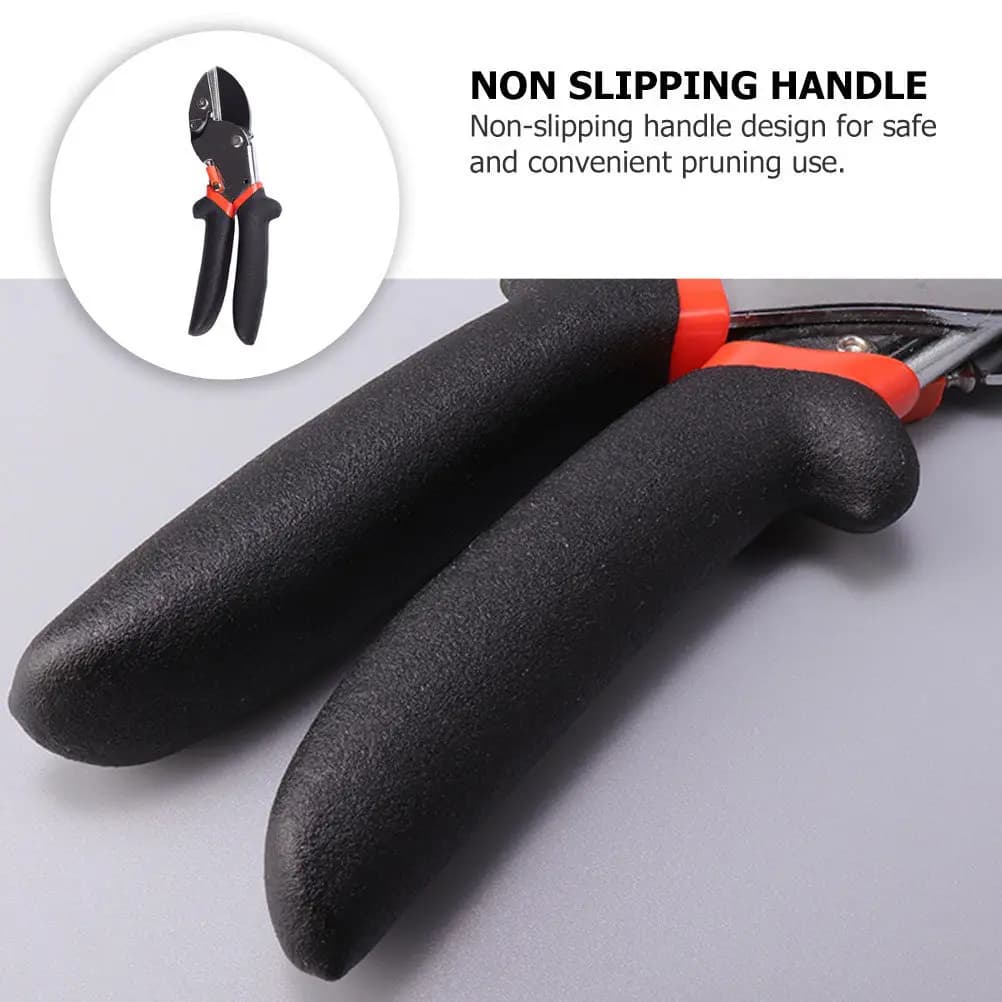 Gardening Pruning Shear Tool Durable Stainless Steel Non-Slip Handle Design for Branches Hedges Orchards Easy to Operate Black