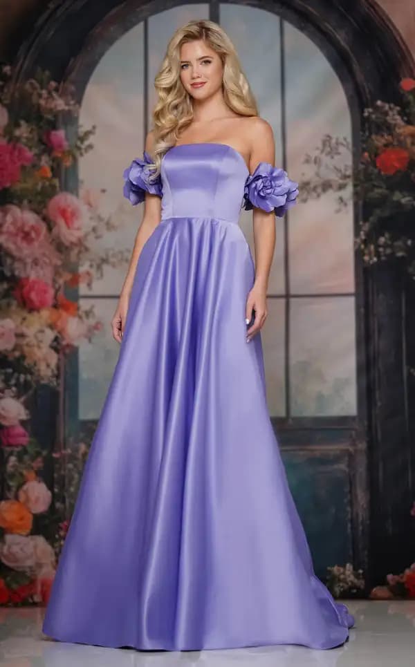 Customized Classic Charmeuse Criss-Cross Draped Flower A-line Off-the-shoulder Long Dresses Bespoke Occasion Dresses Exquisite