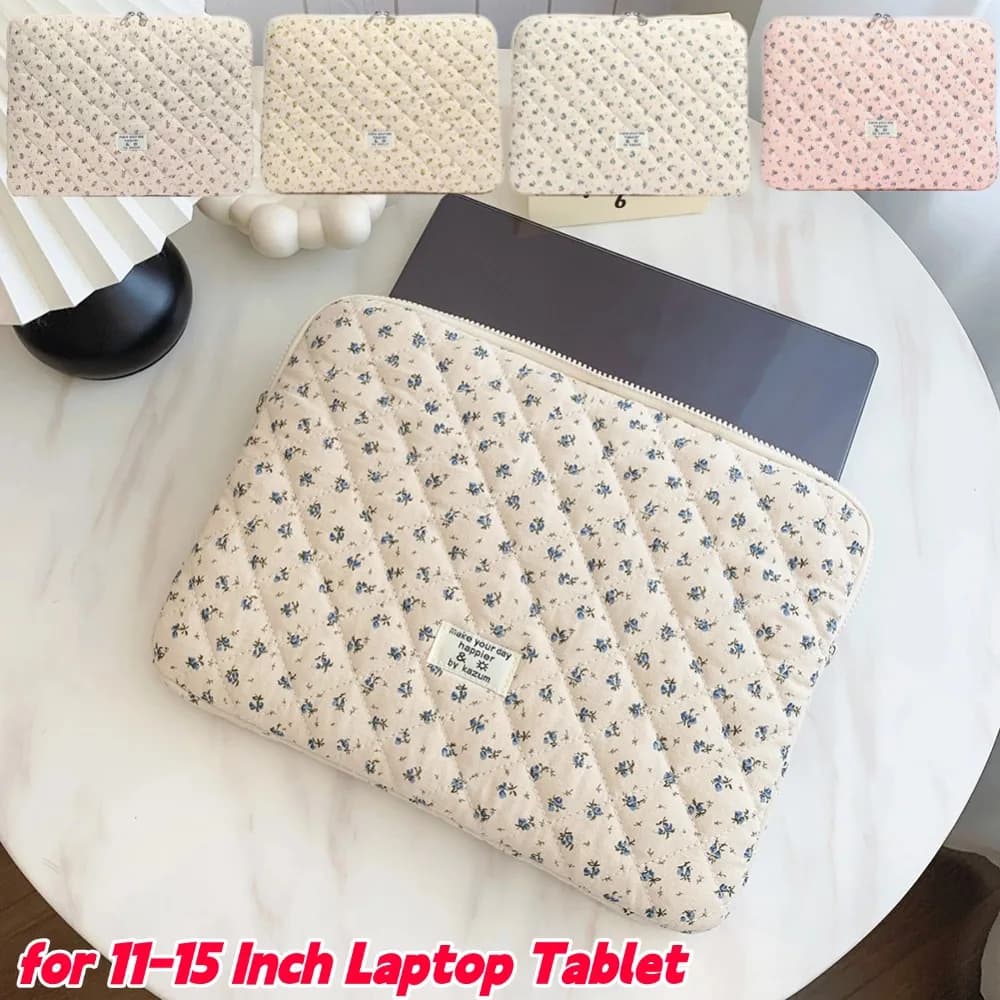 Custodia protettiva per laptop stampata a fiori per custodia protettiva trapuntata per laptop Pochette per computer per tablet portatile da 11-15 pollici