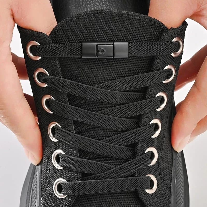 Lacci con chiusura a pressione senza lacci Lacci elastici Sneaker 8MM allargato piatto senza cravatta Lacci per scarpe Bambini Adulti Lacci per scarpe Lacci per scarpe pigri