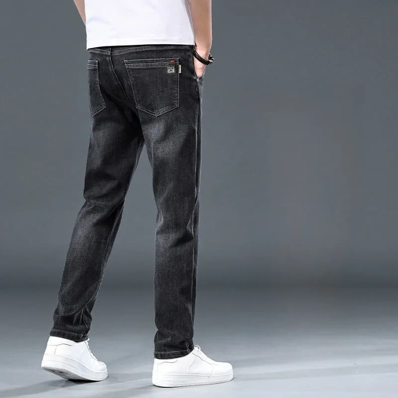 Jeans Casual Slim Fit da Uomo, Pantaloni Lunghi Elasticizzati, Alla Moda per Autunno e Inverno, Denim Classico Blu Giovanile