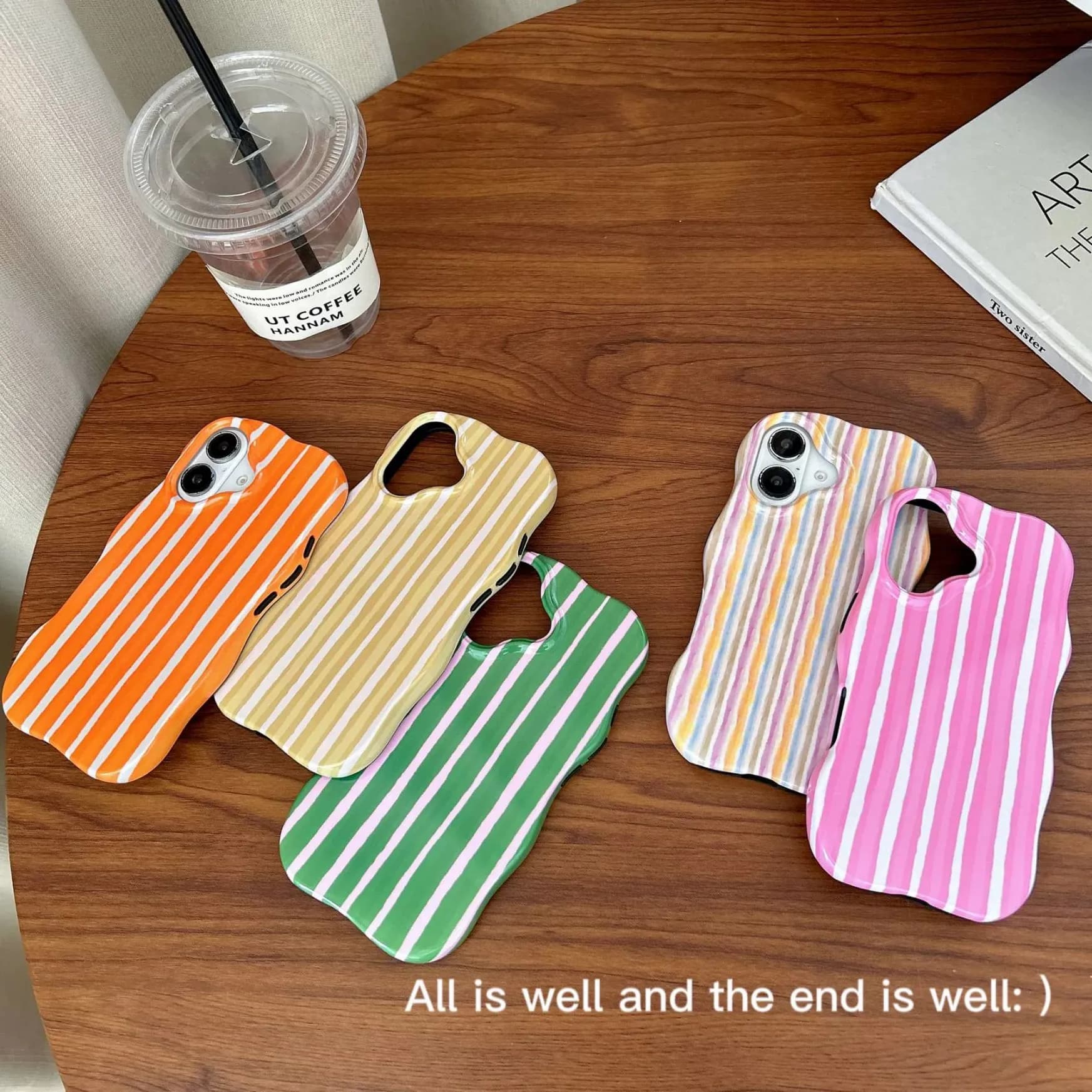 For iphone 17 16 pro max case Colorful stripes Phone Case for iPhone 15 14 13 Pro Max 15pro Handmade Shockproof Soft cover Coque